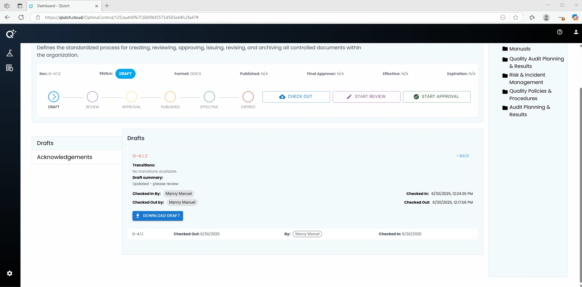 2. Start Review Process