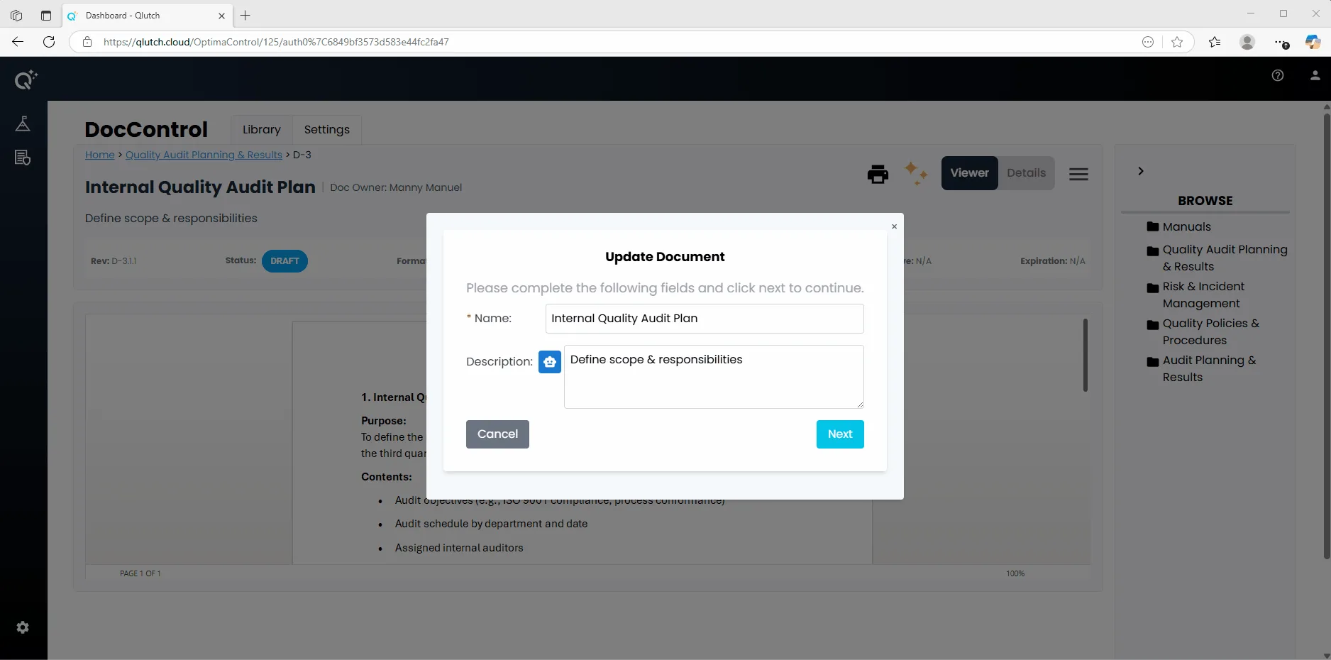 4. DocControl Update Settings