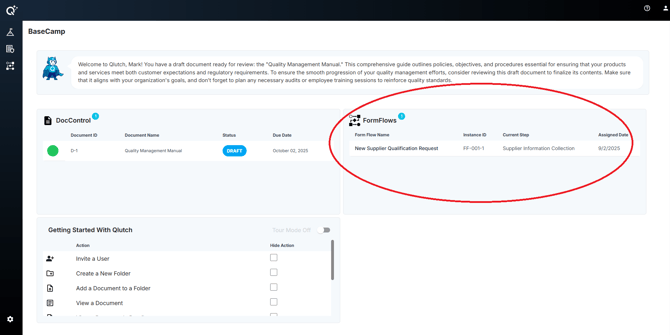 Location of FormFlows in BaseCamp PNG