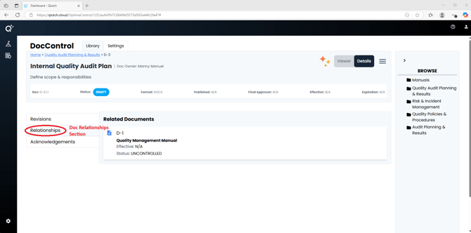 3. Doc Relationships Screenshot