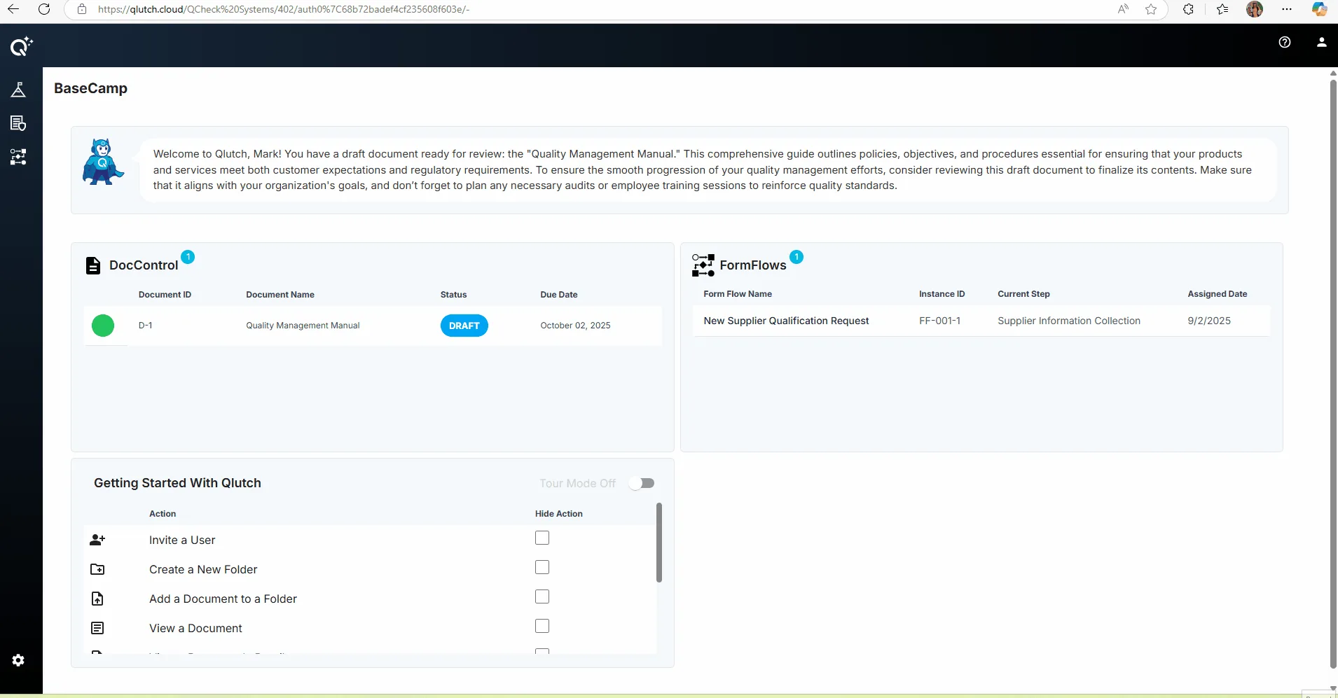 Clicking on DocControl item in BC